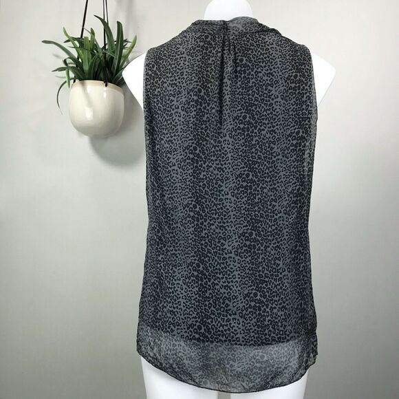 Prontomoda Giusy Silk Sleeveless Blouse Leopard Drape Neck Top Italy Size S - Picture 5 of 10